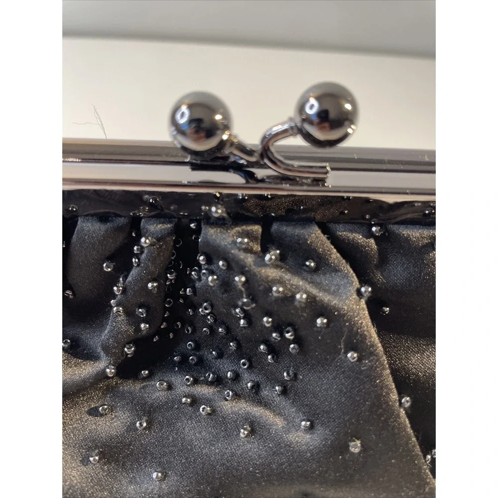 Express Black Bead Clutch Wedding Eventing Handbags Black Beaded Purse EUC G84‎